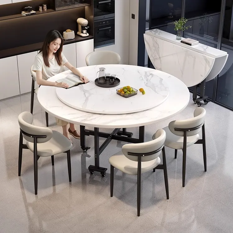 云沐语折叠餐桌家用简约桌子多功能圆桌简易出租房用折叠圆桌