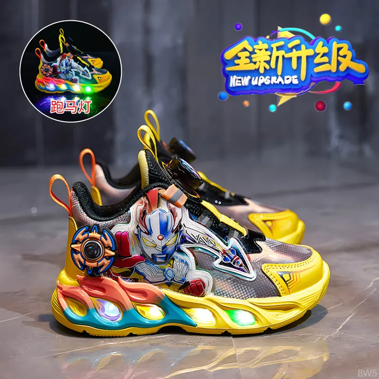 赛罗奥特曼鞋秋冬季发光男童运动鞋2025新款透气儿童鞋防滑中大童