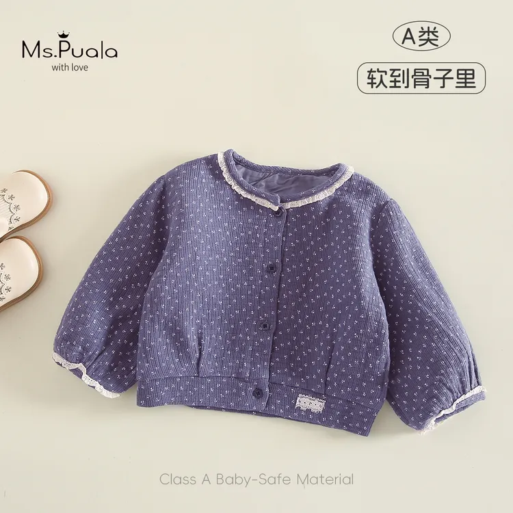 【Ms.Puala花田茶会】童装婴幼儿外套女小童秋季碎花圆领单排扣外衣