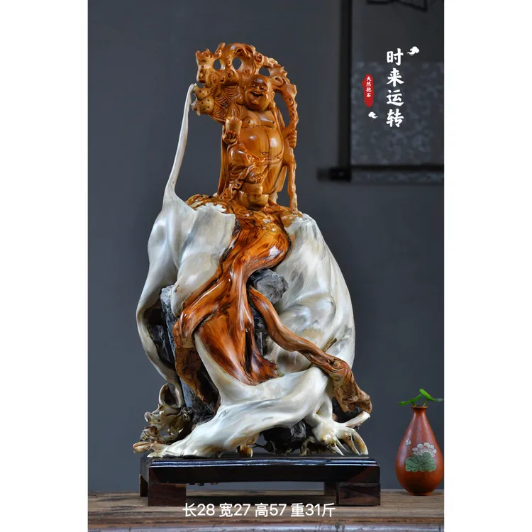 太行崖柏根雕摆件寿星弥勒佛达摩财神观音天然随型木雕雕件工艺品