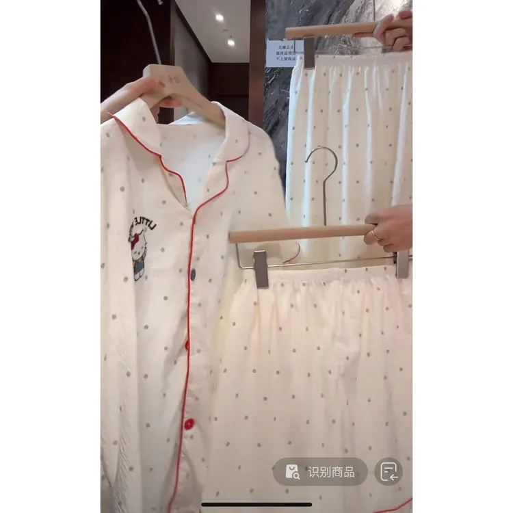 徐秋阳  波点猫咪三件套  春季新款百搭时尚休闲显瘦睡衣