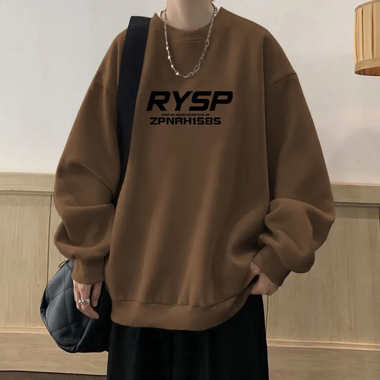 胖子宽松大码300斤重磅上衣秋冬街头ins个性百搭印花男士圆领卫衣