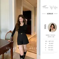 【金标短裤】<YiYiii>小个子时尚气质短裤百搭显瘦高腰裤子