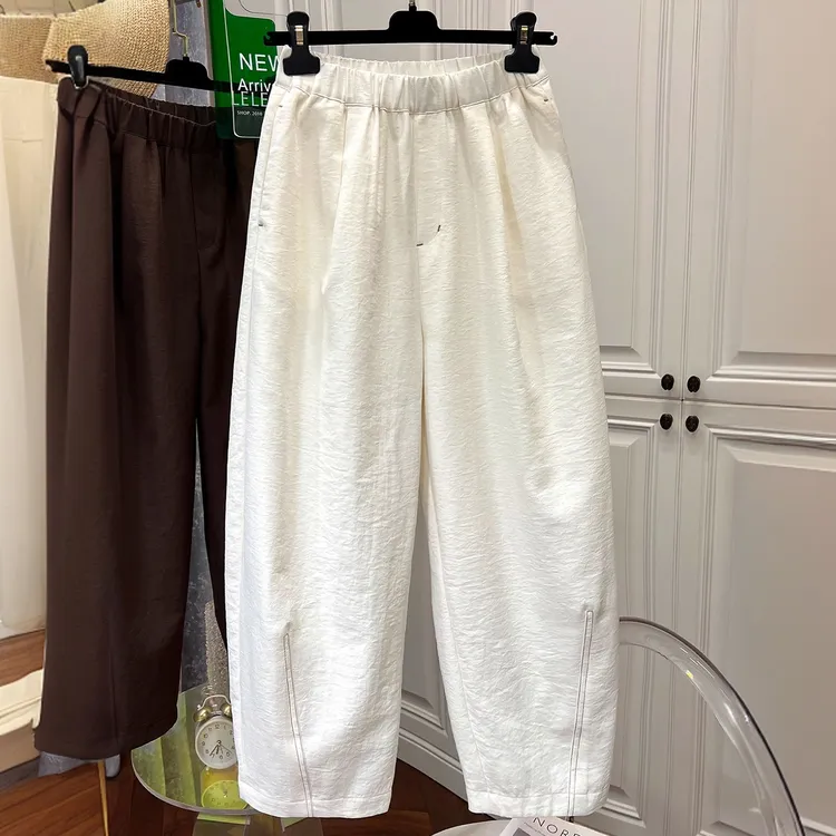 九分气球裤女2025夏季薄款设计感明线装饰休闲宽松显瘦九分罗卜裤