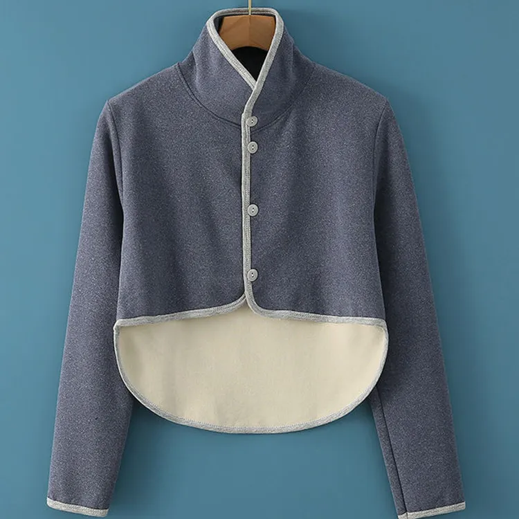 德绒保暖护肩坎肩睡觉秋冬中老年防寒长袖短袖后背加长月子外套