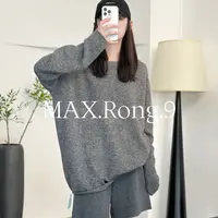MAX.Rong.9丝羊绒圆领罩衫 慵懒宽松针织打底衫