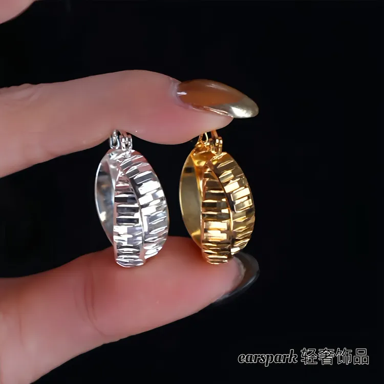 EarSpark 黄铜耳饰 女金色日韩原创设计轻奢时尚耳环百搭素款小众