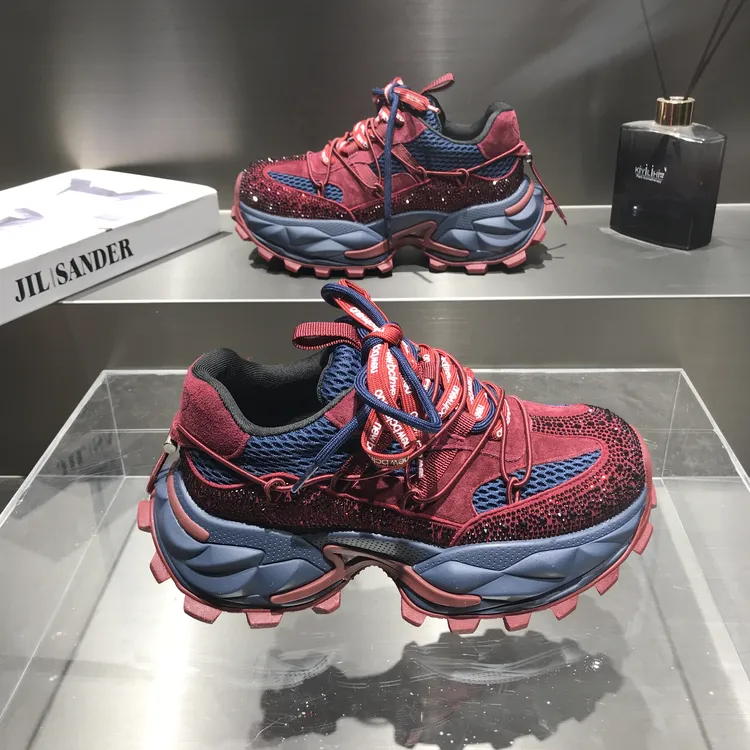 水钻厚底老爹鞋女款2026春季新款韩版拼色超火INS潮鞋休闲运动鞋