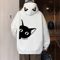 连帽卫衣男新款宽松休闲美式帽衫卡通猫咪潮牌运动大码上衣外套