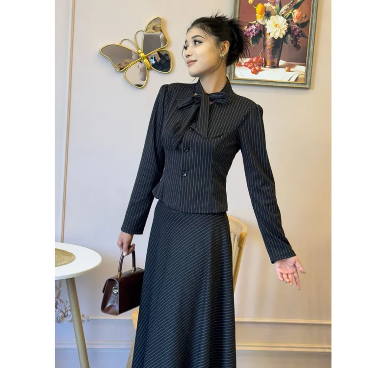 连衣裙时尚套装时尚格子气质休闲显瘦套装拼接秋季