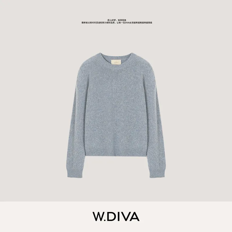 W.Diva【初冬暖光】艺术诗意印象点彩纱羊绒套头长袖毛衫54Z153210