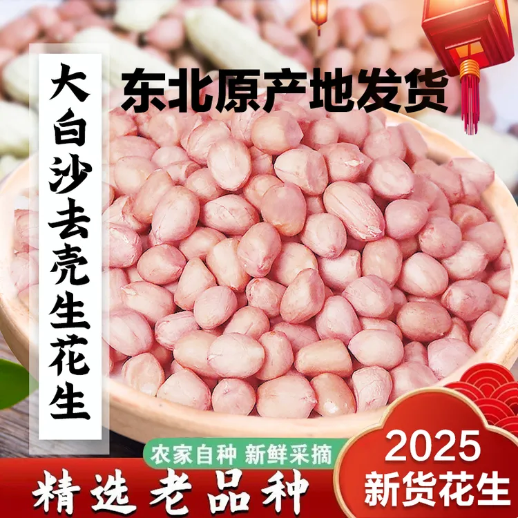 25年当季新货去壳大白沙花生米农家自种好吃生花生米美味醇香口感