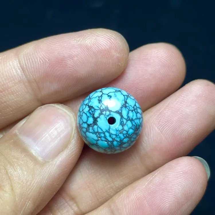 老型珠乌兰花网花原矿绿松石天然无优化保真货老型桶珠十堰矿区