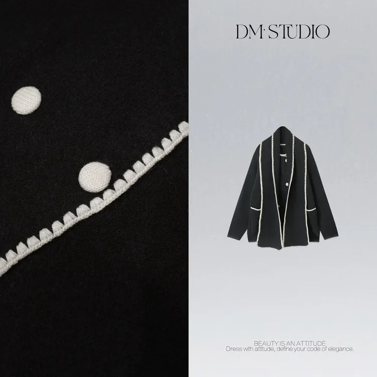 DEDM•STUDIO/气质慵懒撞色双排扣毛呢小香外套2510WT/2535255288