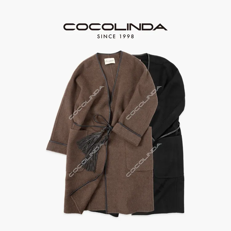 COCOLINDA  | 羊毛羊绒老钱廓形浴袍款后开叉手工双面呢大衣D5419