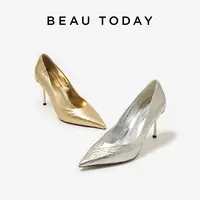 BeauToday时尚浅口高跟鞋女鞋百搭细跟尖头法式细高跟