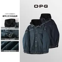 O.P.G【复古做旧连帽牛仔开衫羽绒外套】秋季百搭男士休闲外套333