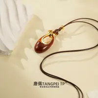 非金属布艺项链 设计感美拉德水滴椭圆项链复古港风时尚饰品