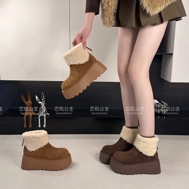 小个子7cm增高厚底雪地靴女2025冬季加绒加厚百搭休闲时尚雪地靴