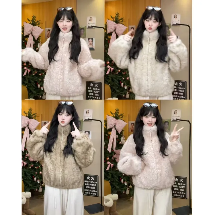 拉链立领女保暖冬季短外套时尚秋冬