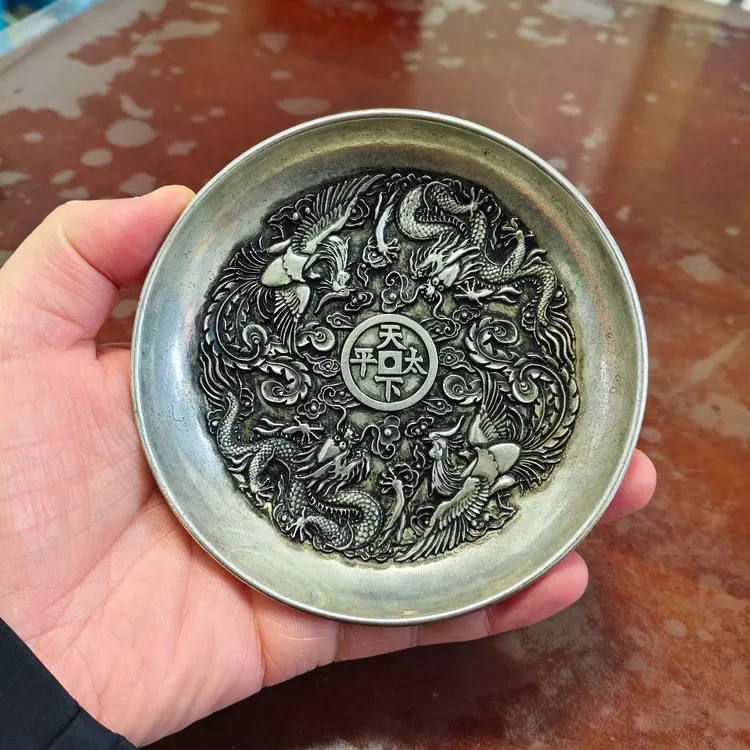 客厅花架书房品经典优回流物件收来双天下太镀盘子精品工桌面摆件