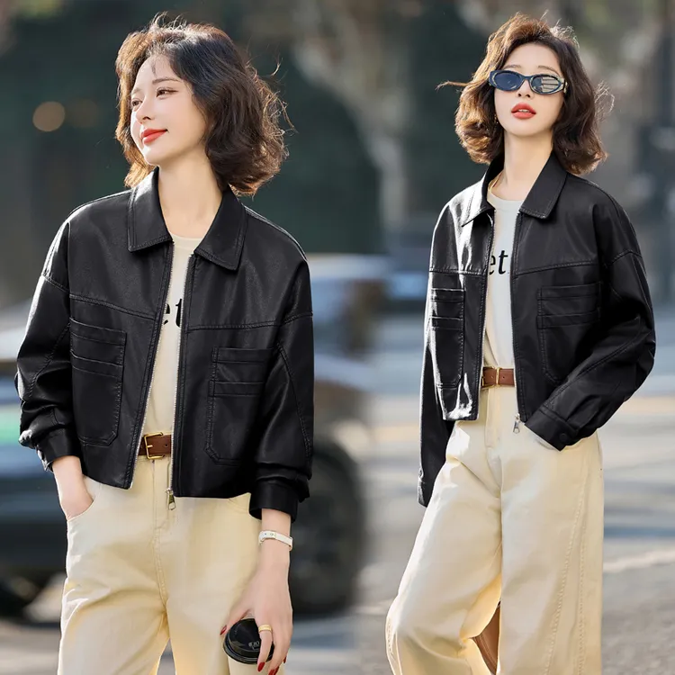 皮衣外套女春秋2025新款休闲显瘦小个子皮机车服时尚休闲短款夹克