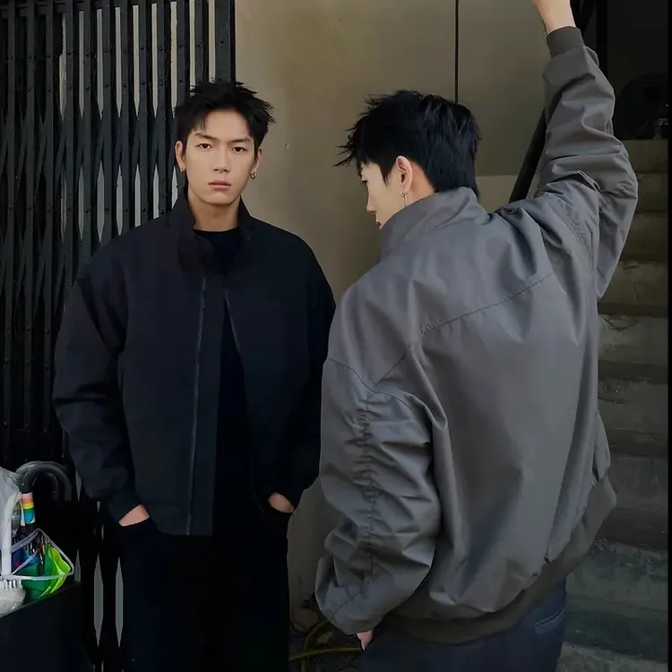 美式教练夹克春秋季三防立领休闲纯色户外工装飞行牛仔裤男款外套