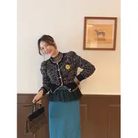 智英欧尼 烟花怒放【针织复古毛衣收腰长袖开衫痞帅炸街风女装】