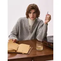 GT53 羊毛混纺设计感深V假两件高领毛衣男士保暖高智感穿搭