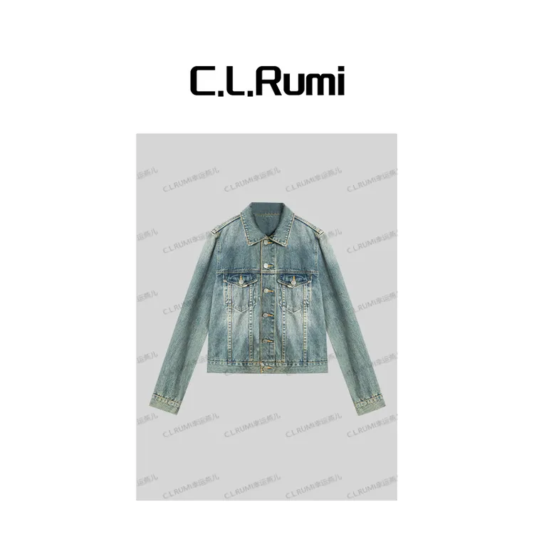 【Rumi精选】“时光者”秋季百搭宽松怀旧复古水洗牛仔外套7129wt