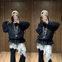 YDFSTUDIO小众【花漾浅梦】欧货早秋重磅烫钻设计上衣+屁帘裤子套装