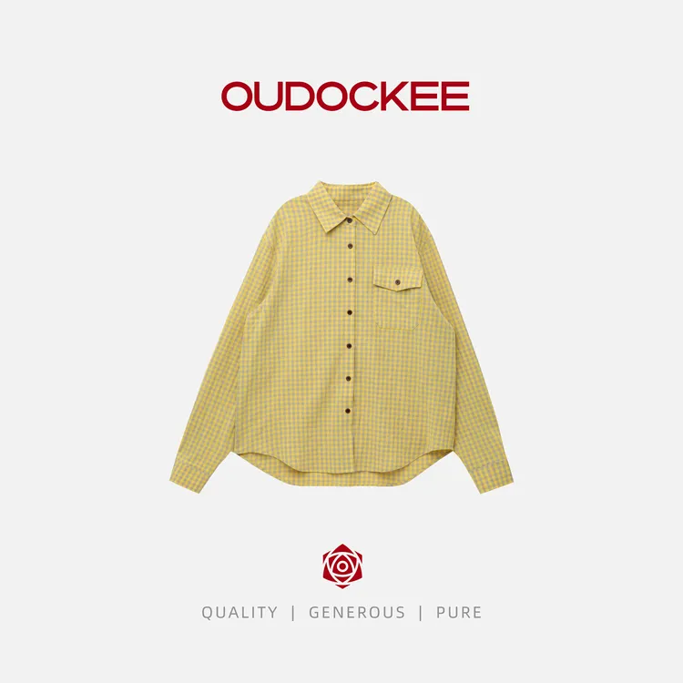 OUDOCKEE 鸥鸥【棉】菠萝 慵懒风韩系时髦休闲百搭衬衫 CACE809T
