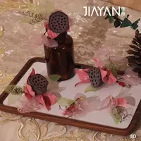 5010新藕粉色新中式古风莲藕仿真花发夹发带耳环套装新娘头饰