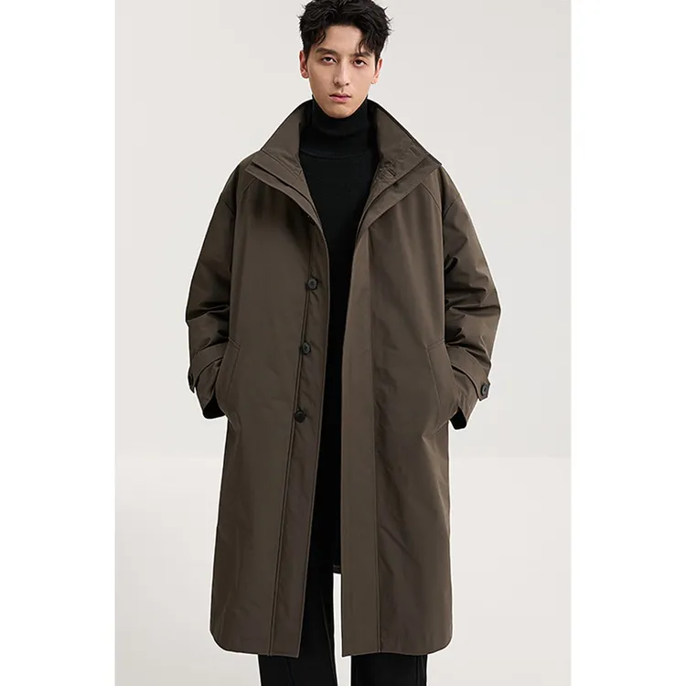 【90鹅绒】风衣式中长款羽绒服男冬季新款高端鹅绒服过膝保暖外套