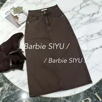 Barbie Siyu【云舒裙】7335秋季高腰直筒口袋花边复古小个子半身裙