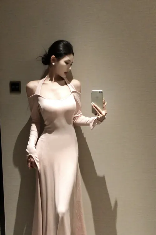 现货春日部【粉雾柔纱】温柔气质性感款吊带露肩修身连衣裙01371