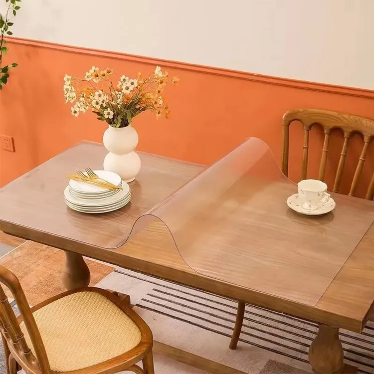 pvc软玻璃防烫防油耐高温桌布正方形桌垫长方形桌面贴透明防油污