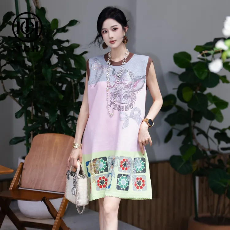TCH私服烫钻工艺新时尚淑女百搭新潮流连衣裙T75B30E5288轻奢tch