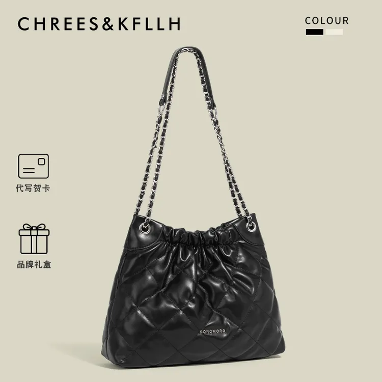 CHREES&KFLLH小众菱格绣线链条流浪包包女2025新款时尚单肩斜挎包