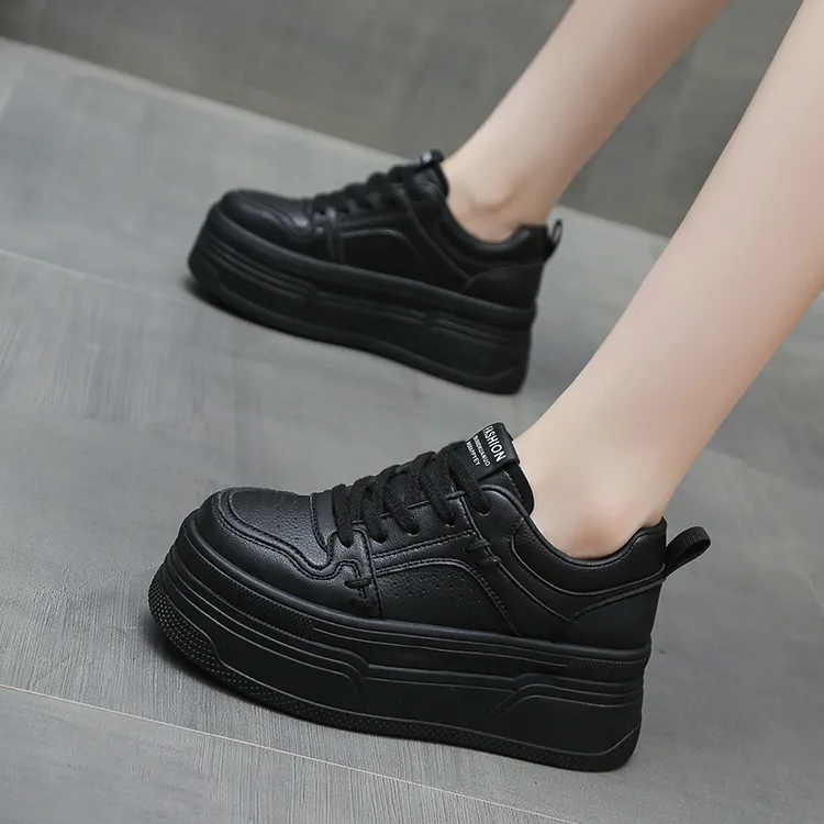 增高小白鞋女松糕厚底板鞋2025年新款小个子仙女风百搭休闲鞋