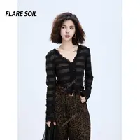 【FLARE SOIL】（现货）针织法式镂空短款荷叶边开衫外套 T4592A
