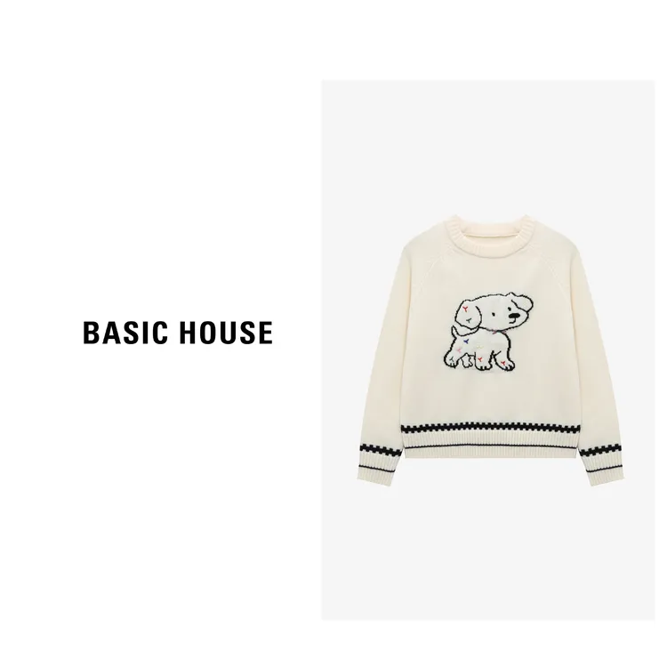 Basic House/百家好轻通勤复古松弛风保暖质感毛衣-B0625B5SUS2