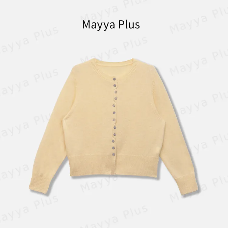 【裸感羊绒】Mayya Plus麦芽定制流光山羊绒绵羊毛衣开衫32537085