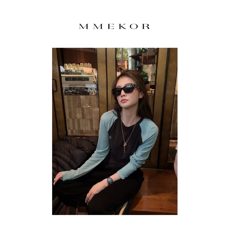 MMEKOR“菲林周末”T恤 2025新款秋款未来辣妹时髦长袖 30813