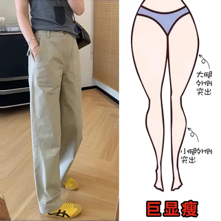 春季新款休闲直筒长裤女2025年大码女装显瘦百搭高腰时尚西装裤夏