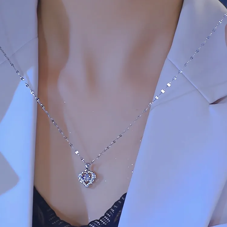 钛钢项链 七夕礼物新款灵动海洋之心项链女爱心吊坠轻奢高级感