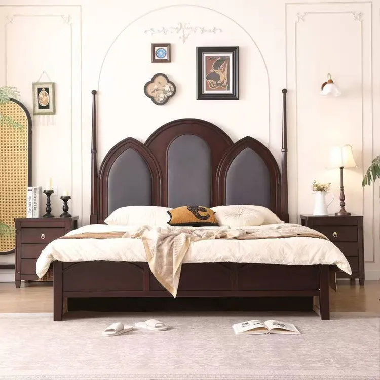 法式卧室床轻奢美式新中式新中式复古简约主卧单人大床公主床储物