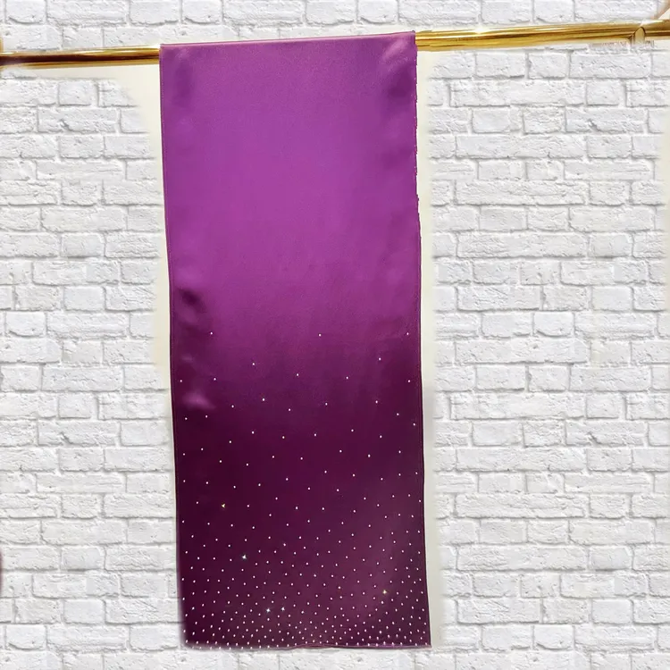 28082六礼旗袍礼服配饰气质百搭渐变女士时尚气质紫色国风长款