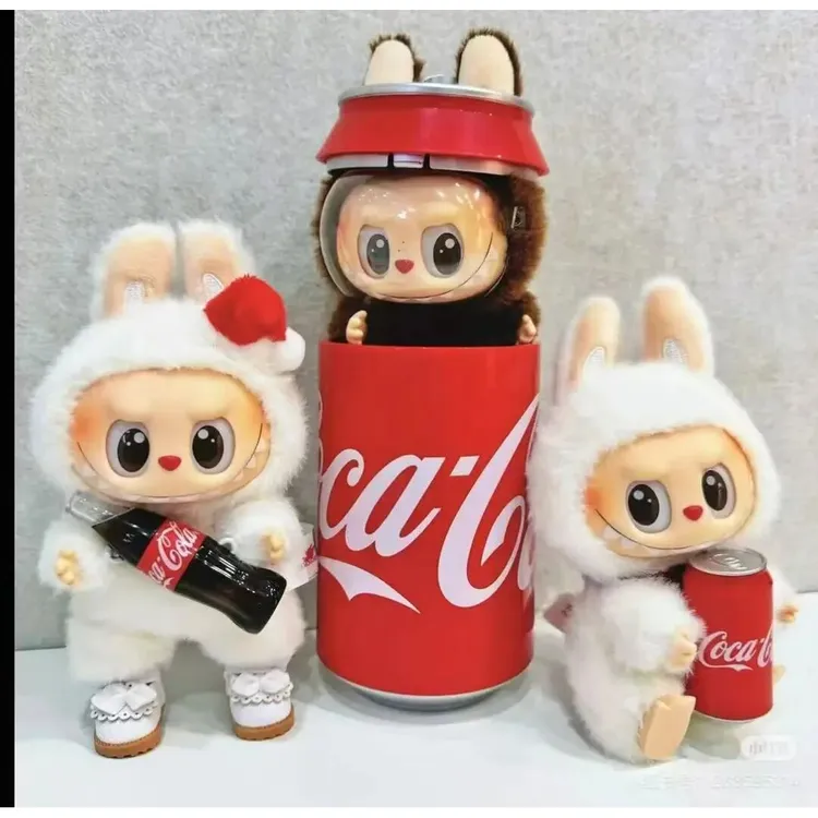 新款三代可乐labubu拉布布系列毛绒搪胶脸马卡龙潮玩礼物挂件