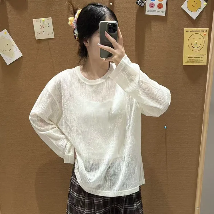 【现货】ICE DUST25冬季新款圆领宽松蕾丝T恤